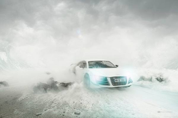 شاهد خدعة إعلان واحدة من أغلى السيارات فى العالم Audi R8
