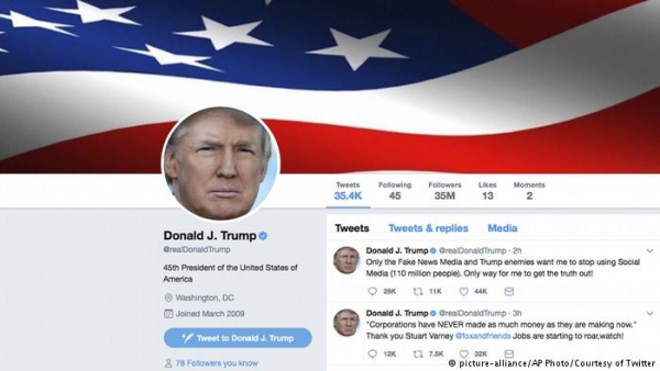 تويتر يهدد بحظر حساب ترامب
