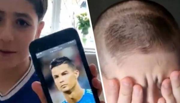 فيديو  يحصد الملايين في ساعات طلب قصة كريستيانو فحصل على شعر رونالدو